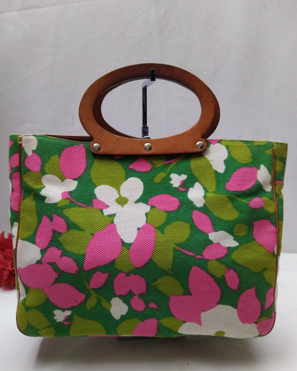 Kate Spade New York Multicolor Canvas Floral Double Handles Satchel Bag - VTG